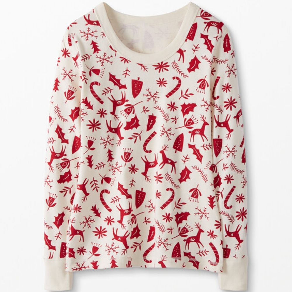 Hanna Andersson unisex reindeer print Christmas holiday pajama pants, top set